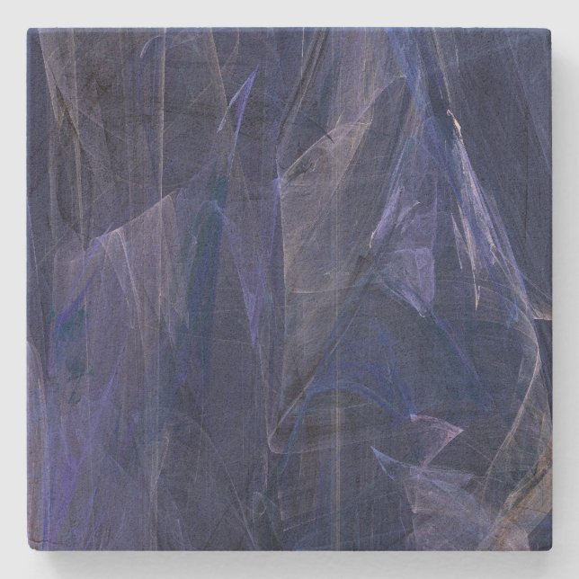 Dessous-de-verre En Pierre Dessous de verre de Carré Abstrait bleu (Devant)