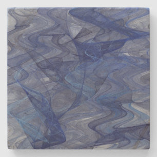 Dessous-de-verre En Pierre Dessous de verre de Carré Abstrait Fractal bleu ép