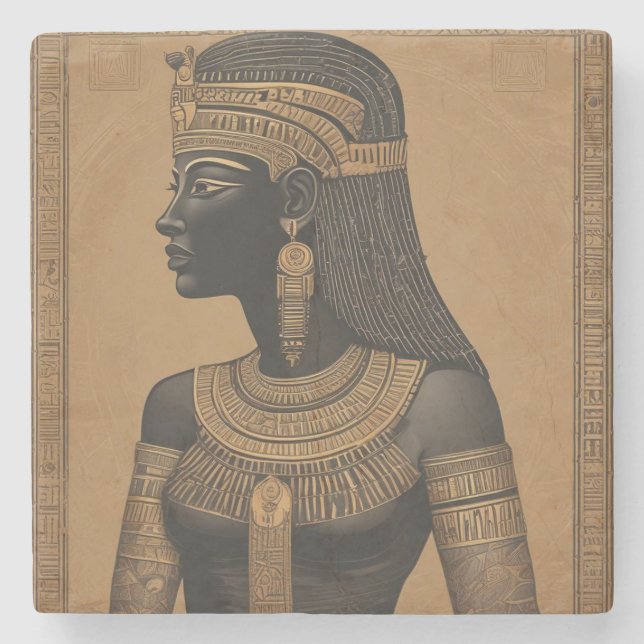 Dessous-de-verre En Pierre Dessous de verre de la reine égyptienne en pierre. (Devant)