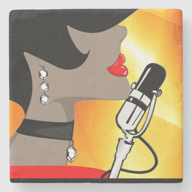 Dessous-de-verre En Pierre Dessous de verre de marbre de rossignol, musique (Devant)