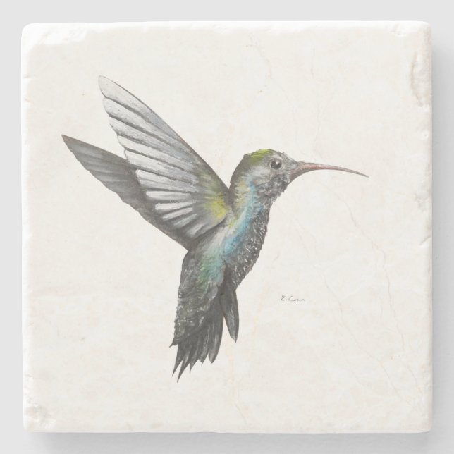 Dessous-de-verre En Pierre Dessous de verre de marbre des colibris (Devant)