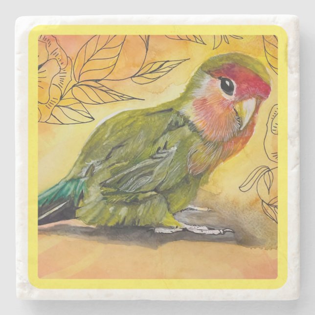 Dessous-de-verre En Pierre Dessous de verre de marbre Lovebird (Devant)