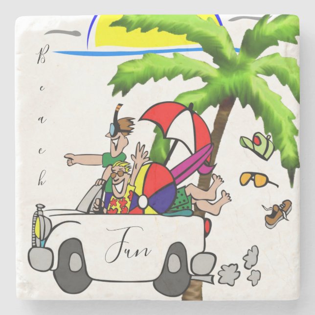 Dessous-de-verre En Pierre Dessous de verre de plage en pierre de marbre (Devant)