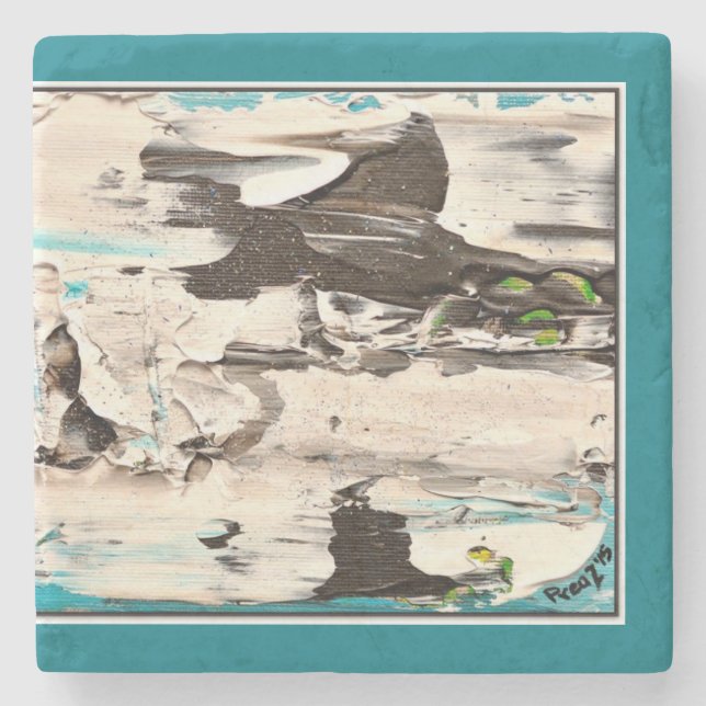 Dessous-de-verre En Pierre Dessous de verre de précipitation, bleus et blancs (Devant)