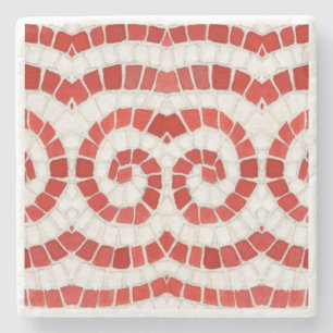 DESSOUS-DE-VERRE EN PIERRE DESSOUS DE VERRE EN MARBRE À MOSAÏQUE IONIQUE ROUG