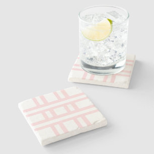 Dessous-de-verre En Pierre Dessous de verre en marbre rose et blanc à rayures