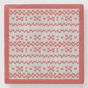 Dessous-de-verre En Pierre Dessous de verre en marbre ROUGE NORDIQUE TRICOT I