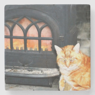 Dessous-de-verre En Pierre Dessous de verre en marbre Tabby Cat