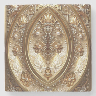 Dessous-de-verre En Pierre Dessous de verre en pierre à cadre doré orné