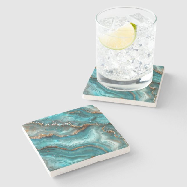 Dessous-de-verre En Pierre Dessous de verre en pierre à impression d'agate (Côté)