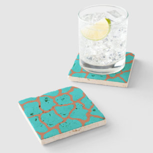 Dessous-de-verre En Pierre Dessous de verre en pierre à motif turquoise