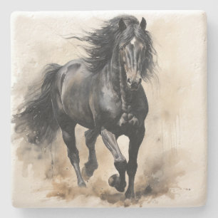Dessous-de-verre En Pierre Dessous de verre en pierre aquarelle Black Stallio
