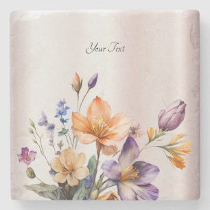 Dessous-de-verre En Pierre Dessous de verre en pierre aux fleurs de printemps