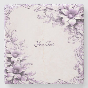 Dessous-de-verre En Pierre Dessous de verre en pierre aux fleurs violettes él