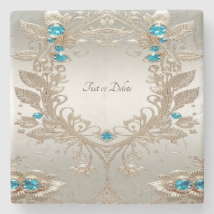 Dessous-de-verre En Pierre Dessous de verre en pierre avec pierres bleues dor