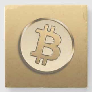 Dessous-de-verre En Pierre Dessous de verre en pierre Bitcoin doré