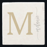Dessous-de-verre En Pierre Dessous de verre en pierre d'argent moderne Monogr<br><div class="desc">Dessous de verre moderne Monogram Gold Silver Stone. Personnalisez avec votre monogramme personnalisé initial et nom.</div>