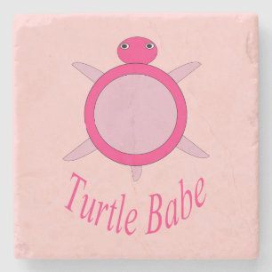 Dessous-de-verre En Pierre Dessous de verre en pierre de Baby-Tortue rose mig