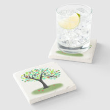 Dessous de verre en pierre de l'arbre d'été