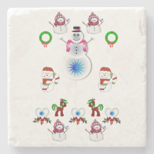 Dessous-de-verre En Pierre Dessous de verre en pierre de marbre de neige Noël