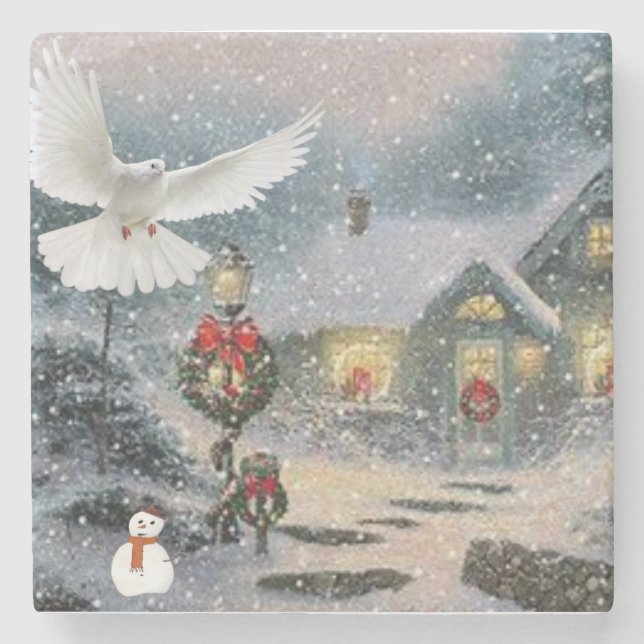 Dessous-de-verre En Pierre Dessous de verre en pierre de marbre de Noël (Devant)