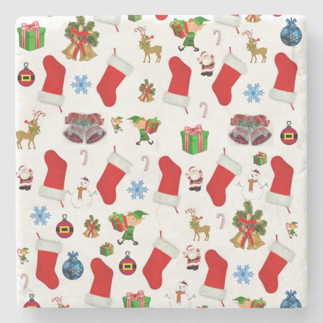 Dessous-de-verre En Pierre Dessous de verre en pierre de marbre de Noël (Devant)