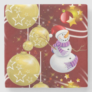 Dessous-de-verre En Pierre Dessous de verre en pierre de marbre de Noël, Snow