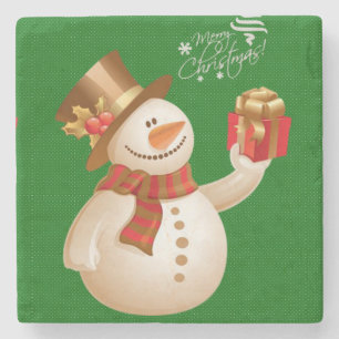 Dessous-de-verre En Pierre Dessous de verre en pierre de marbre de Noël, Snow