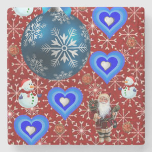 Dessous-de-verre En Pierre Dessous de verre en pierre de marbre de Noël, Snow