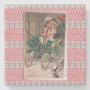 Dessous-de-verre En Pierre Dessous de verre en pierre de marbre de Noël, Vin