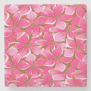 Dessous-de-verre En Pierre Dessous de verre en pierre de marbre Floral