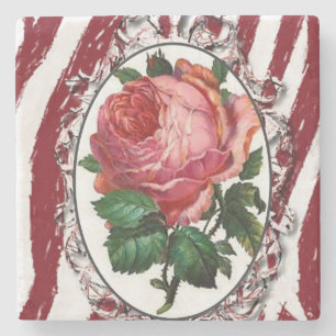 Dessous-de-verre En Pierre Dessous de verre en pierre de marbre Floral