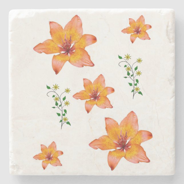 Dessous-de-verre En Pierre Dessous de verre en pierre de marbre Floral (Devant)