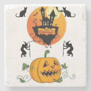 Dessous-de-verre En Pierre Dessous de verre en pierre de marbre Halloween