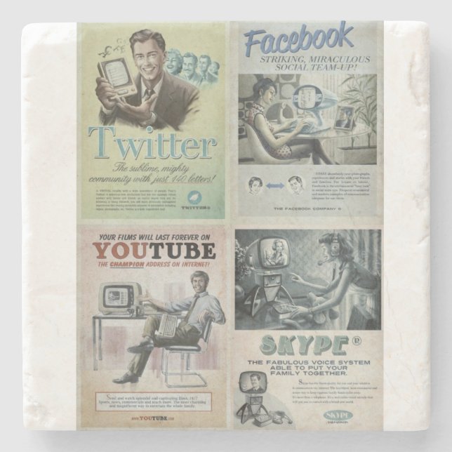 Dessous-de-verre En Pierre Dessous de verre en pierre de marbre médias sociau (Devant)