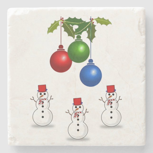 Dessous-de-verre En Pierre Dessous de verre en pierre de marbre Noël (Devant)