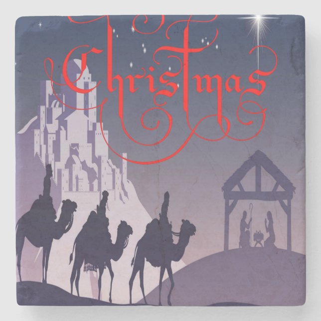 Dessous-de-verre En Pierre Dessous de verre en pierre de marbre Noël (Devant)