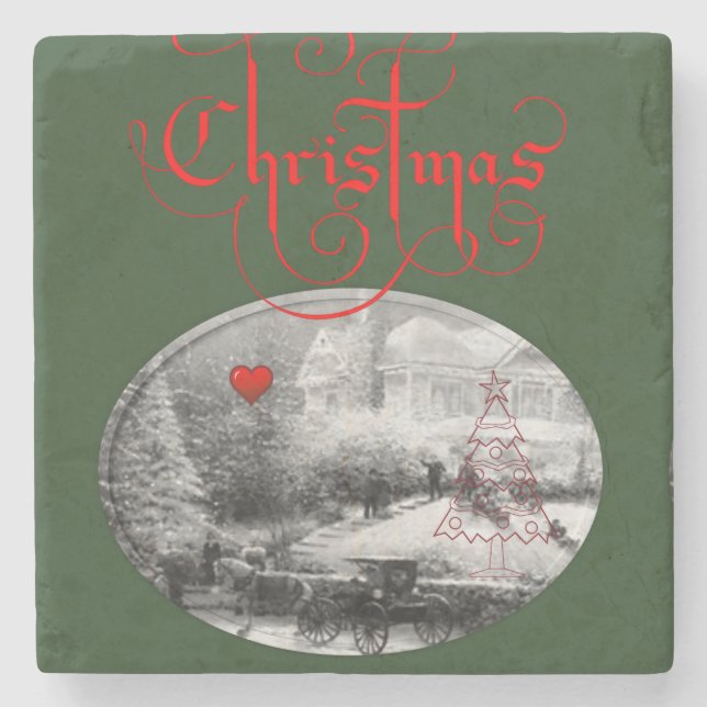 Dessous-de-verre En Pierre Dessous de verre en pierre de marbre Noël (Devant)