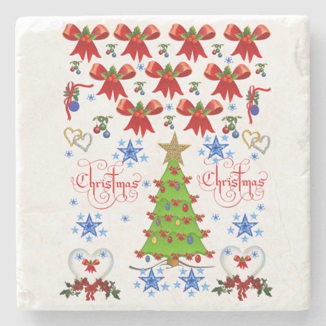 Dessous-de-verre En Pierre Dessous de verre en pierre de marbre Noël (Devant)