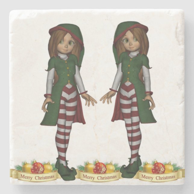 Dessous-de-verre En Pierre Dessous de verre en pierre de marbre Noël (Devant)