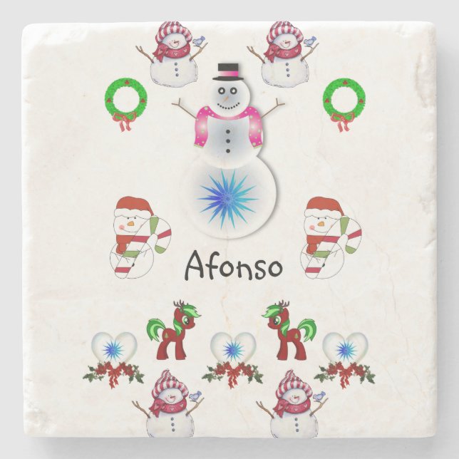 Dessous-de-verre En Pierre Dessous de verre en pierre de marbre Noël (Devant)