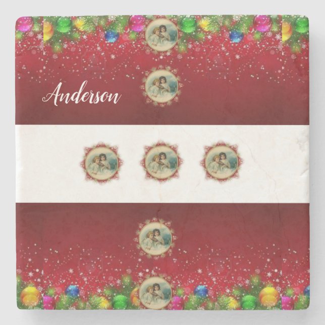 Dessous-de-verre En Pierre Dessous de verre en pierre de marbre Noël (Devant)