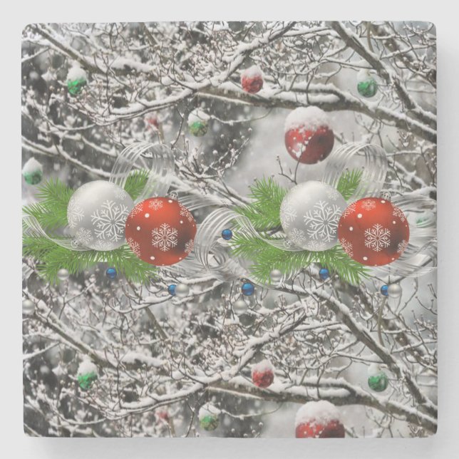 Dessous-de-verre En Pierre Dessous de verre en pierre de marbre Noël (Devant)