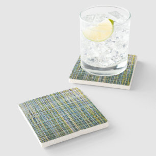 Dessous-de-verre En Pierre Dessous de verre en pierre de marbre "Plaid bleu"
