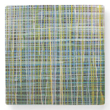 Dessous de verre en pierre de marbre "Plaid bleu"