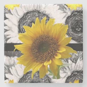 Dessous-de-verre En Pierre Dessous de verre en pierre de marbre Tournesol