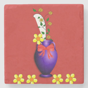 Dessous-de-verre En Pierre Dessous de verre en pierre de marbre Tournesol