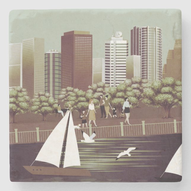 Dessous-de-verre En Pierre Dessous de verre en pierre de paysage urbain (Devant)