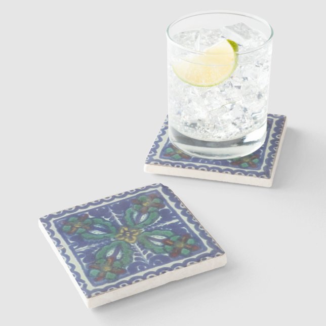Dessous-de-verre En Pierre Dessous de verre en pierre de Talavera mexicain (Côté)