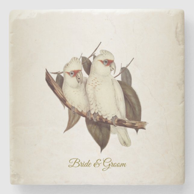 Dessous-de-verre En Pierre Dessous de verre en pierre d'Oiseaux blancs (Devant)